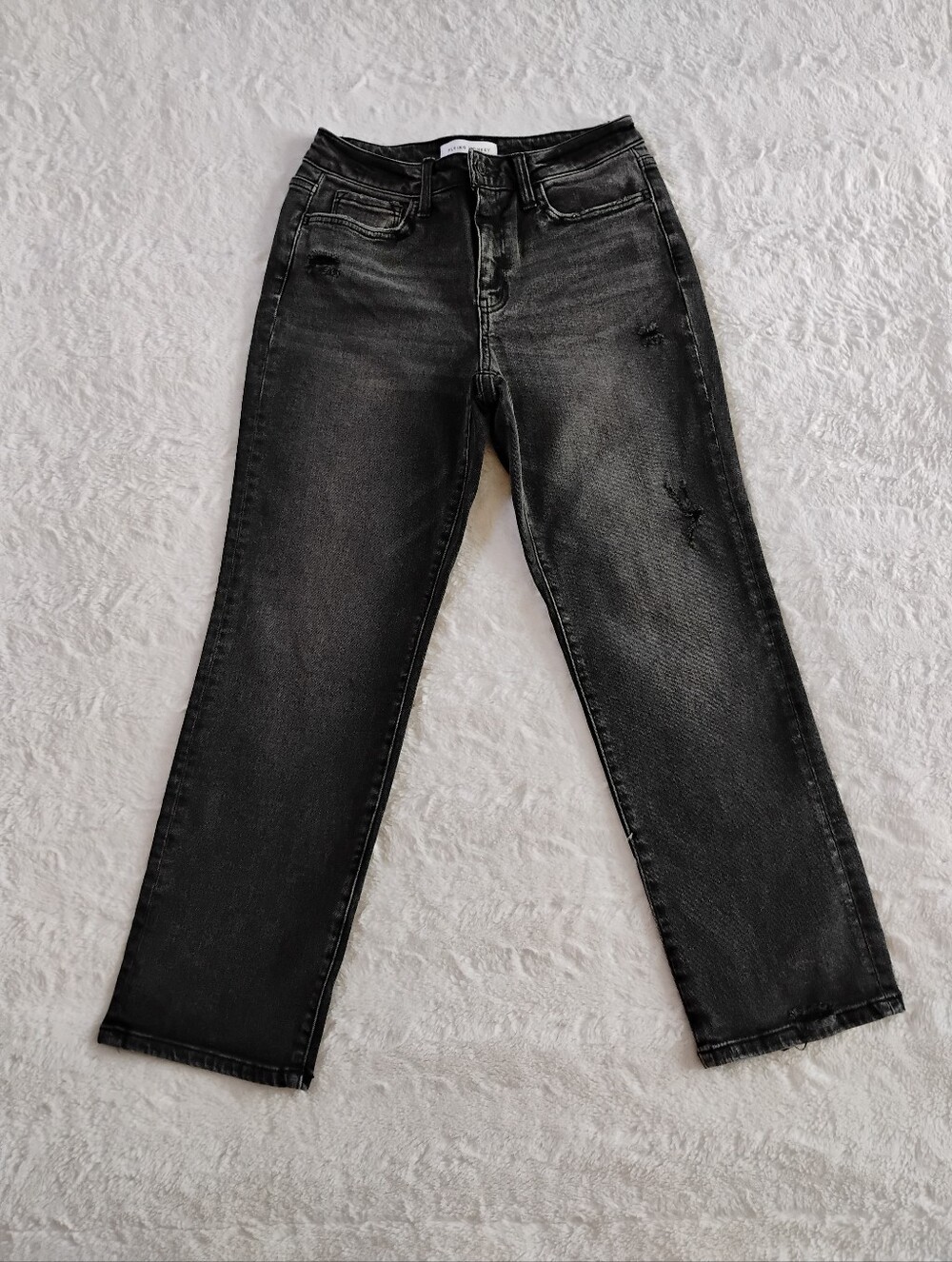 Flying Monkey Distressed Washed Black Straight Ankle Jeans
